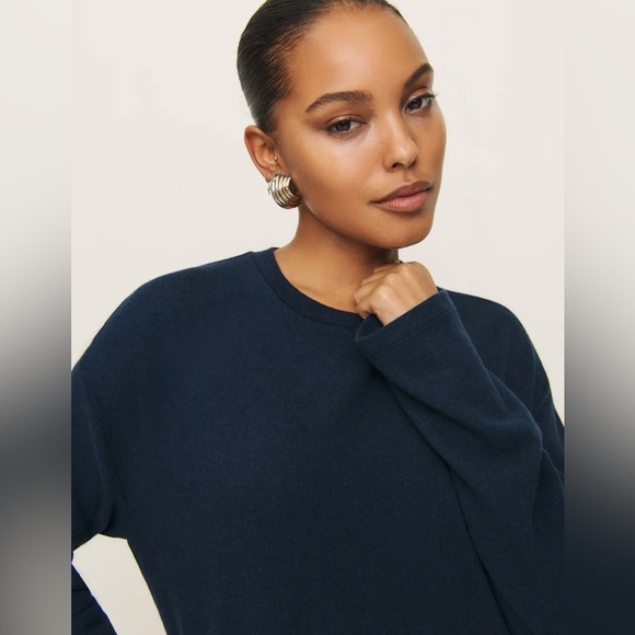 Reformation Jamie Knit Sweater Mini Dress - Long Sleeve, Navy, Small - Picture 4 of 7